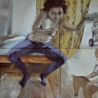 Tššš..., drobė, aliejus. 146x184 cm (keturi darbai po 73x92 cm kiekvienas), 2012 