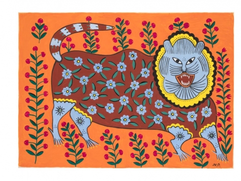 Marija Prymačenko „Tigras juokiasi“. 1982. © Labdaros fondas „Marijos Prymachenko šeimos kūrybos paveldas“.
