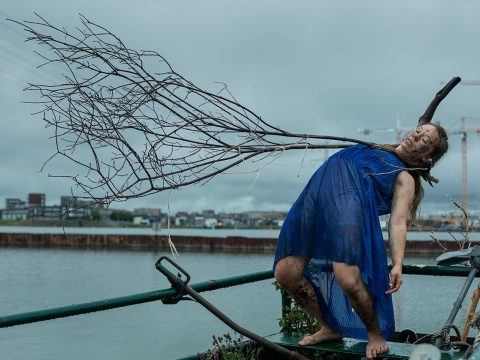 Goda Žukauskaitė performance „78h. ungrowing grass“. D. Kukytės nuotr.