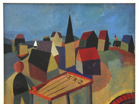 H. Skodlerrak, Miesto vaizdas, apie 1953. Aliejus, drobė. Rytprūsių krašto muziejus
