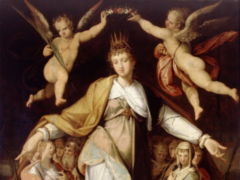 Bartolomėjus Sprangeris (1546, Antverpenas–1611, Praha). Šv. Uršulė su kankinėmis. LNDM
