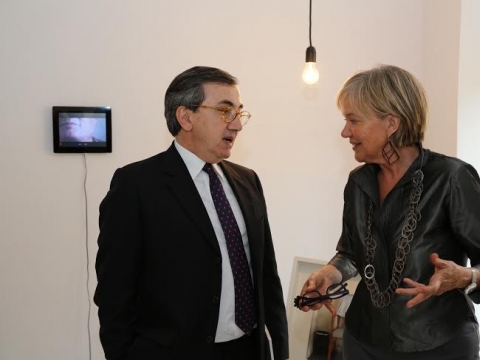 Italijos ambasadorius Lietuvoje Stefano Maria Taliani de Marchio ir menininkė Marguerite de Merode A. Baltėno nuotr.
