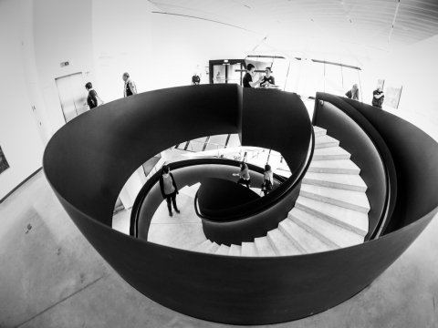 Danielio Libeskindo kurti MO muziejaus laiptai. R. Šeškaičio nuotr.