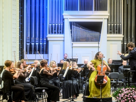 Lietuvos nacionalinis simfoninis orkestras, Camille Thomas ir Victorienas Vanoostenas. D. Matvejevo nuotr.