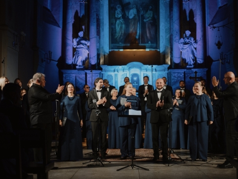 Artūras Dambrauskas, choras „Vilnius“, koncerto solistai, Vaclovas Augustinas. K. Polubinskos nuotr.