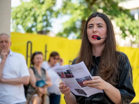 Renata Karvelis, Meninio tyrimo apie Tauragę pristatymo fragmentas. M. Černecko nuotr.