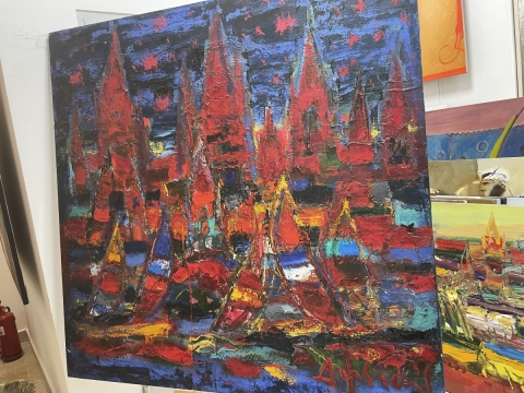 Algimantas Jusionis, „Burės raudoname mieste“. 1999 m.