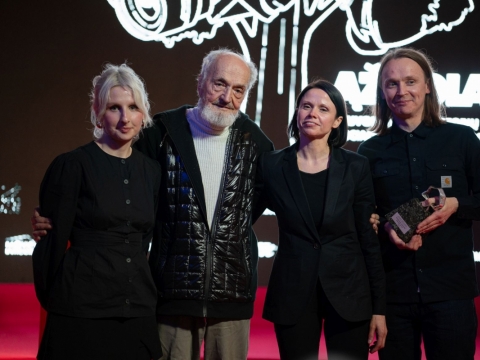 Iš kairės: Milda Juodvalkytė, Arvidas Andrijus Baronas, Kristina Sereikaitė ir Julius Sičiūnas. Ievos Jūros nuotr.