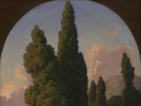 
Mykolas Elvyras Andriolis. Italijos peizažas su tuopomis. 1861 m. A. Lukšėnas