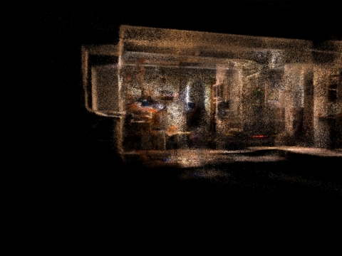 Atmosferą parodoje kuria Martyno Gintalo vaizdo projekcija (M. Gintalo nuotr.)