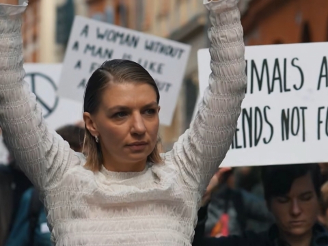 Agnietė Lisičkinaitė spektaklyje „Hands up“. Organizatorių archyvo nuotr.