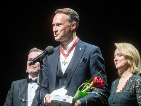 Edgaras Montvidas „Auksinių scenos kryžių“ įteikimo ceremonijoje. 2022 m. D. Matvejevo nuotr.