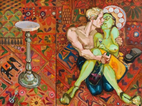 Evaldas Jansas. „Varlė karalienė. Jaunas menininkas bučiuoja menotyrininkę“ (2014). V.Ilčiuko nuotr.