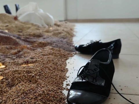 Fragmentas iš instaliacijos „Atskirti grūdus nuo pelų“. N. Poškutės-Jukumienės nuotr.