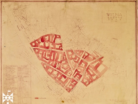 Vilniaus geto žemėlapis 1942 m. Valstybinio Vilniaus Gaono žydų istorijos muziejaus archyvo nuotr.