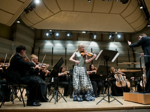 Eva Bindere, Andris Poga, Latvijos nacionalinis simfoninis orkestras. J. Stacevičiaus nuotr.
