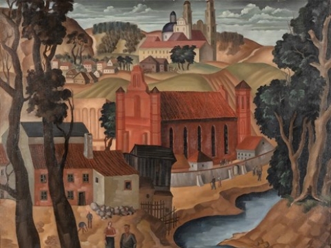 Leonas Kosmulskis, „Peizažas su figūromis“. 1936 m. Drobė, aliejus. VDAM