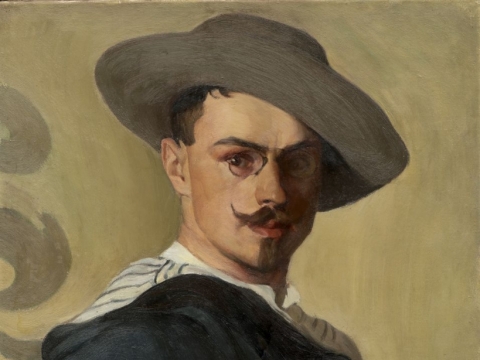 Liudomiras Slendzinskis, Autoportretas su palete. 1912, Lietuvos nacionalinis dailės muziejus.
