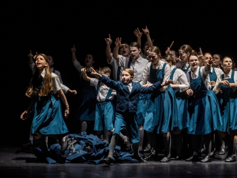 Scena iš miuziklo „Matilda“. E. Sabaliauskaitės nuotr.