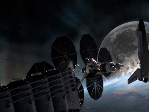 Kadras iš filmo „Moonfall: Mėnulio kritimas“