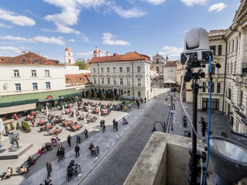 Muzikinė akcija iš LNF balkono. D. Matvejevo nuotr.
