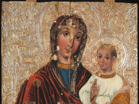 Paberžės Dievo Motina. Vaizdas prieš restauraciją