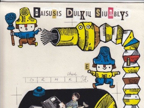 Algirdo Steponavičiaus iliustracija pasakai „Baisusis dulkių siurblys“, 1967 m.
 
