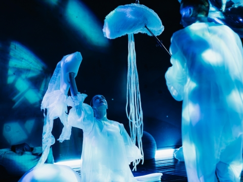 Scena iš spektaklio 6–18 mėnesių vaikams „Vandenynas“. D. Rimeikos nuotr.