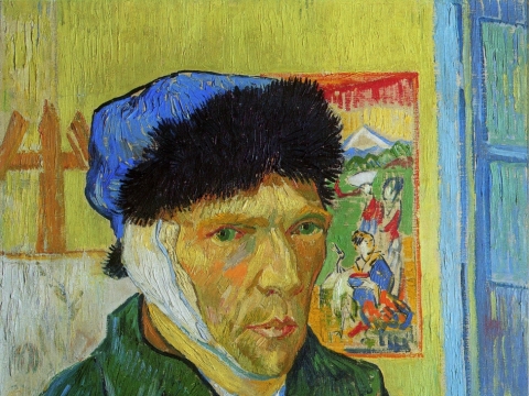 Vincent van Gogh, „Autoportretas su nupjauta ausimi“. 1889 m. Vincento van Gogho muziejus