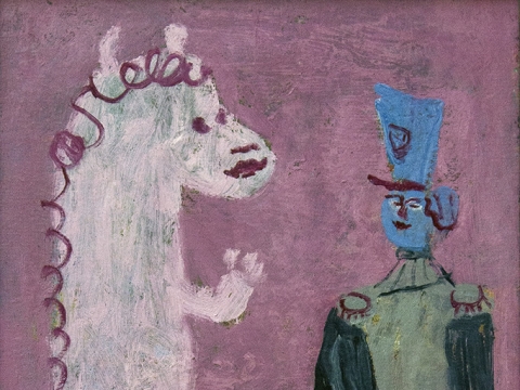 Ina Budrytė. „Flirtas“. Kartonas, aliejus. 65 x 50 cm. 2018 m.