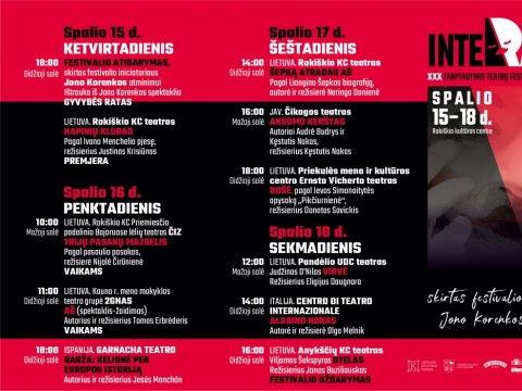 XXX Tarptautinio teatrų festivalio INTERRAMPA afiša