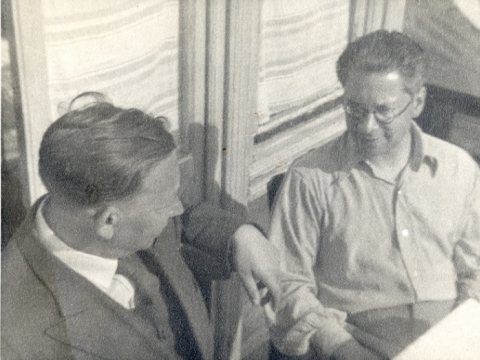 Iš dešinės: Maksas Vainraichas (1894–1969) ir Zeligas Kalmanovičius (1915–1944). Vilnius, 4 deš. YIVO Institute for Jewish Research