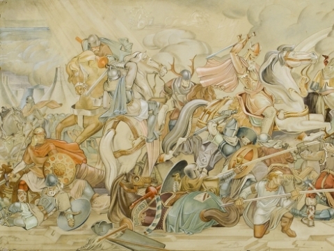 Kazys Varnelis, „Rudavos kautynės“. 1941–1942 m., piešinys