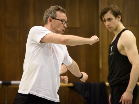 Antoine'as Vereeckenas ir Jeronimas Krivickas baleto „Infra“ repeticijoje. M. Aleksos nuotr.