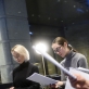 Dalia Michelevičiūtė, Augustė Šimulynaitė, Aistė Zabotkaitė ir Algirdas Gradauskas LMTA kino dramaturgijos studenčių kūrybos skaitymuose „Premisos“. D. Matvejevo nuotr.
