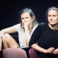 Ugnė Šiaučiūnaitė ir Žygimantė Jakštaitė spektaklio „Durys“ repeticijoje. T. Ivanausko nuotr.