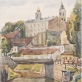 Jakovo Šero paveikslas „Vilniaus Užupio tiltas su Savičiaus ligonine“ iš VVGŽM fondų